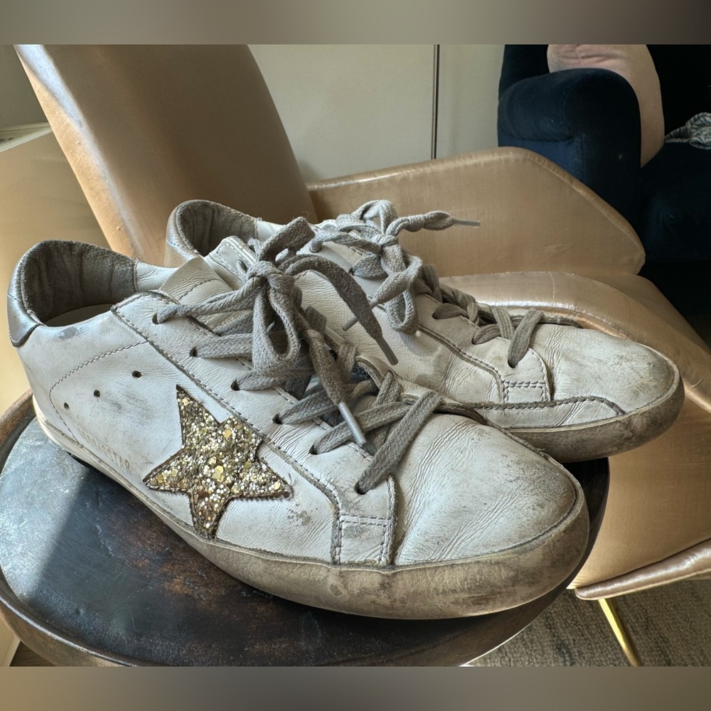 Golden Goose classic silver and gold sneakers